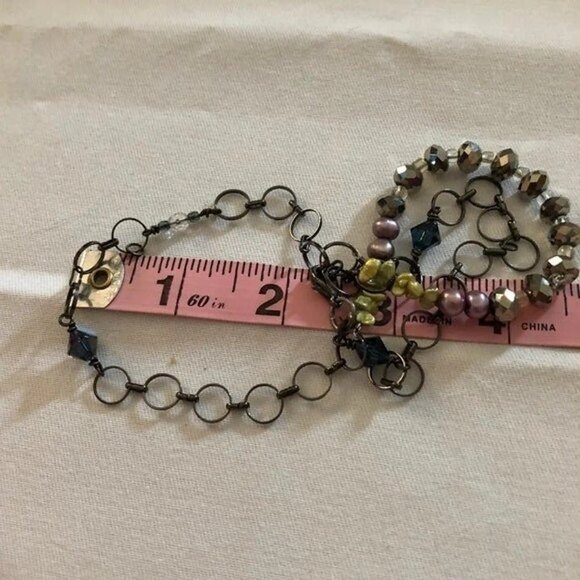 Layered Chain Link Beaded Bracelet 3 Strand - Picture 7 of 10